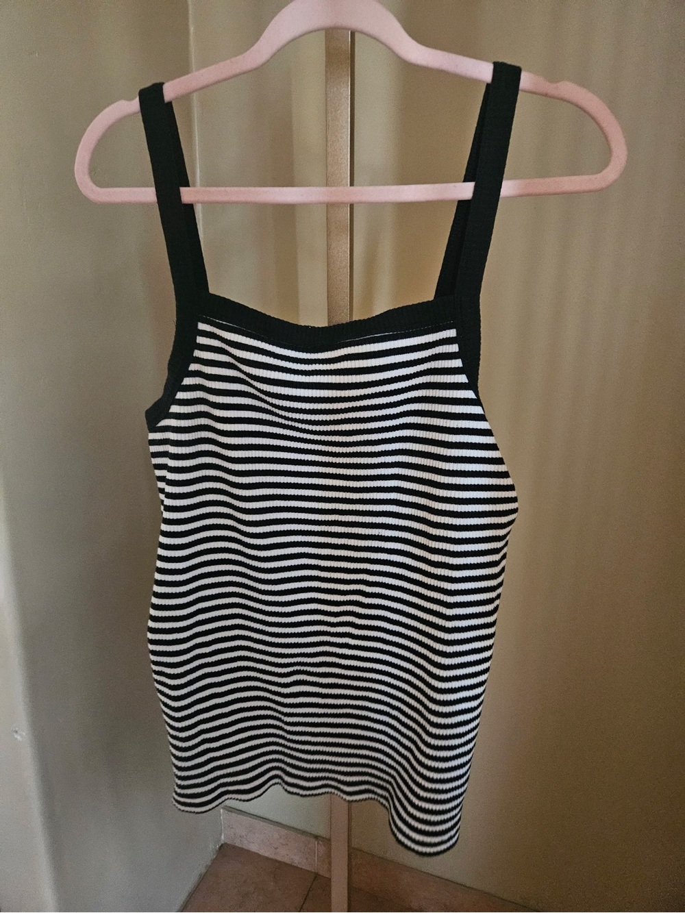 Black & White Striped Knit Tank top size XL